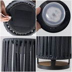 Sawara Modern Minimalist Faux Rattan Integrated Indoor/Outdoor LED Solar Powered Lantern