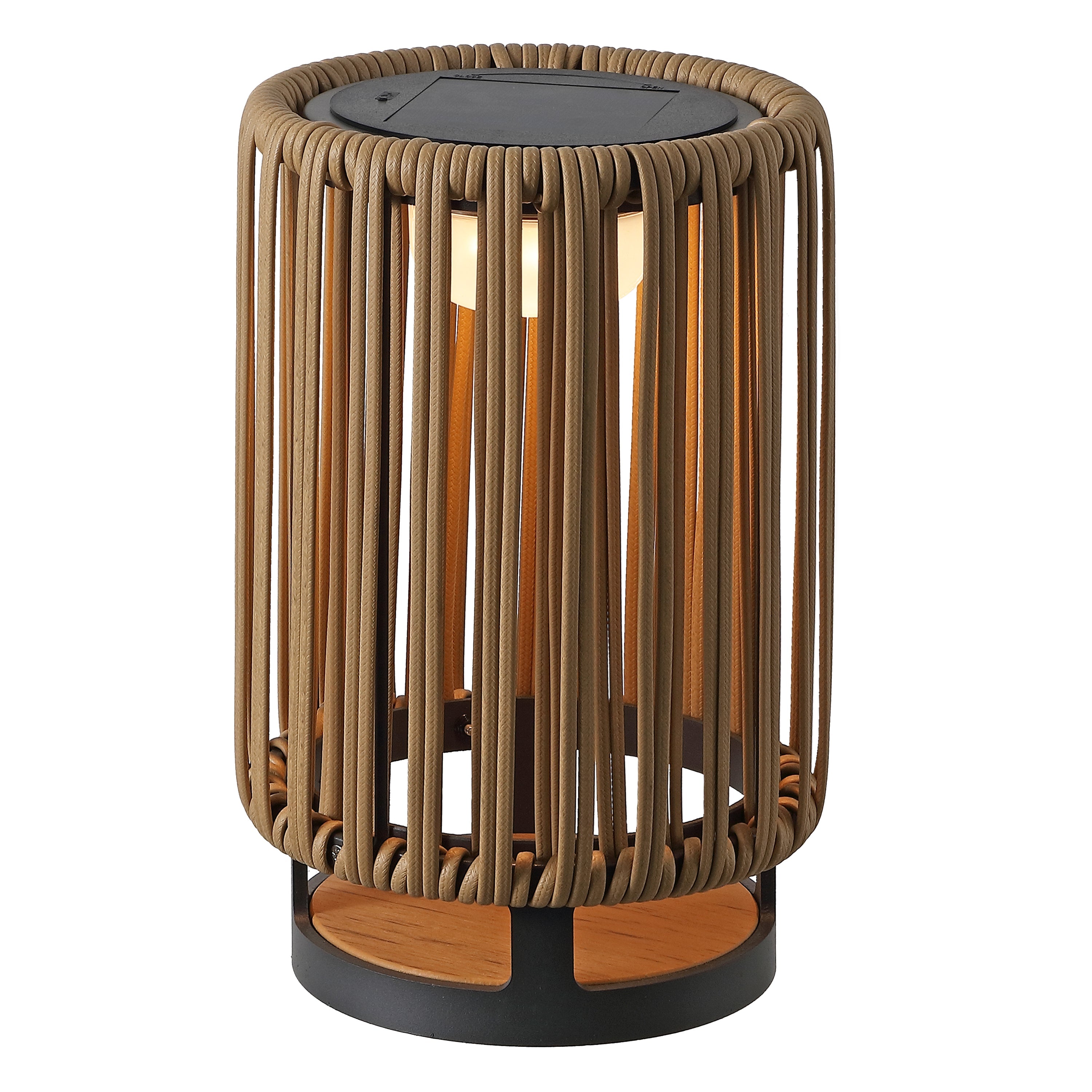 Sawara Modern Minimalist Faux Rattan Integrated Indoor/Outdoor LED Solar Powered Lantern