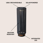 Sawara Modern Minimalist Faux Rattan Integrated Indoor/Outdoor LED Solar Powered Lantern