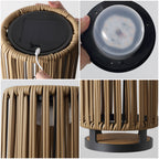 Sawara Modern Minimalist Faux Rattan Integrated Indoor/Outdoor LED Solar Powered Lantern