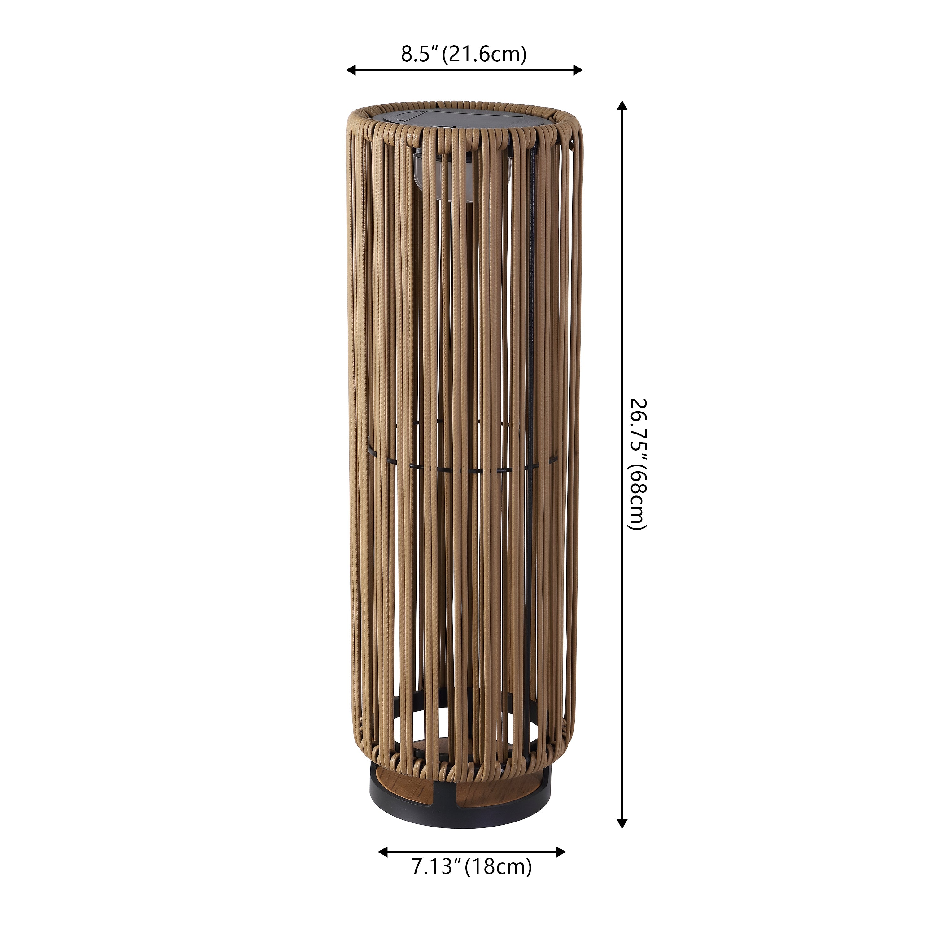 Sawara Modern Minimalist Faux Rattan Integrated Indoor/Outdoor LED Solar Powered Lantern