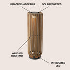 Sawara Modern Minimalist Faux Rattan Integrated Indoor/Outdoor LED Solar Powered Lantern