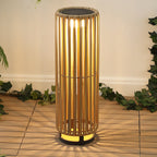 Sawara Modern Minimalist Faux Rattan Integrated Indoor/Outdoor LED Solar Powered Lantern