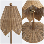 Tybee 60.5 Traditional Coastal Rattan Scalloped LED Floor Lamp