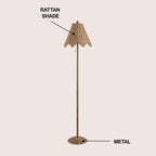 Tybee 60.5 Traditional Coastal Rattan Scalloped LED Floor Lamp