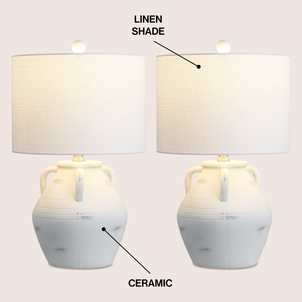 Altea 20.5 Rustic Coastal Pottery Jar LED Table Lamp, Set of 2