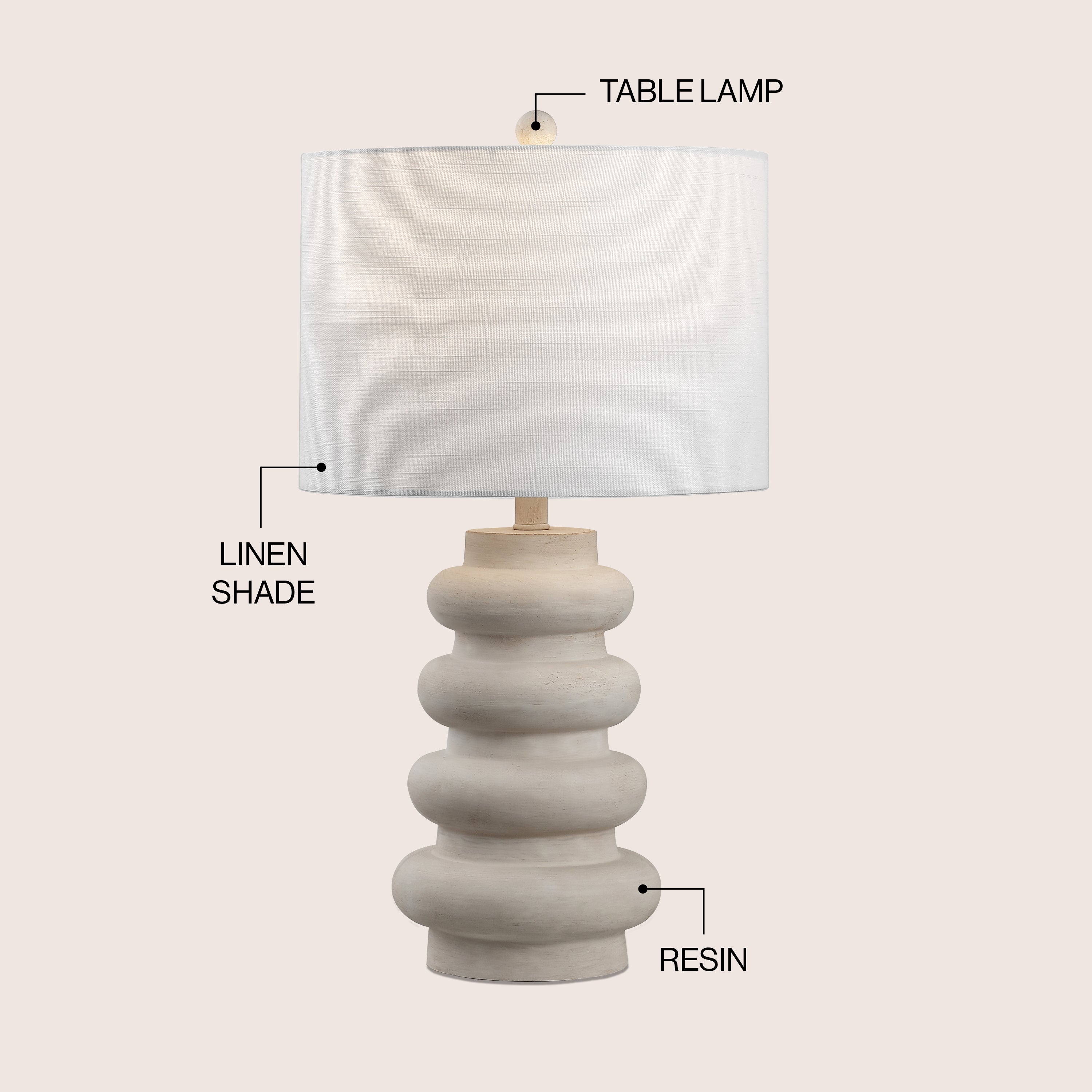 Juniper 26 Modern Minimalist Resin Stacked Ovoid LED Lamp