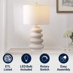 Juniper 26 Modern Minimalist Resin Stacked Ovoid LED Lamp