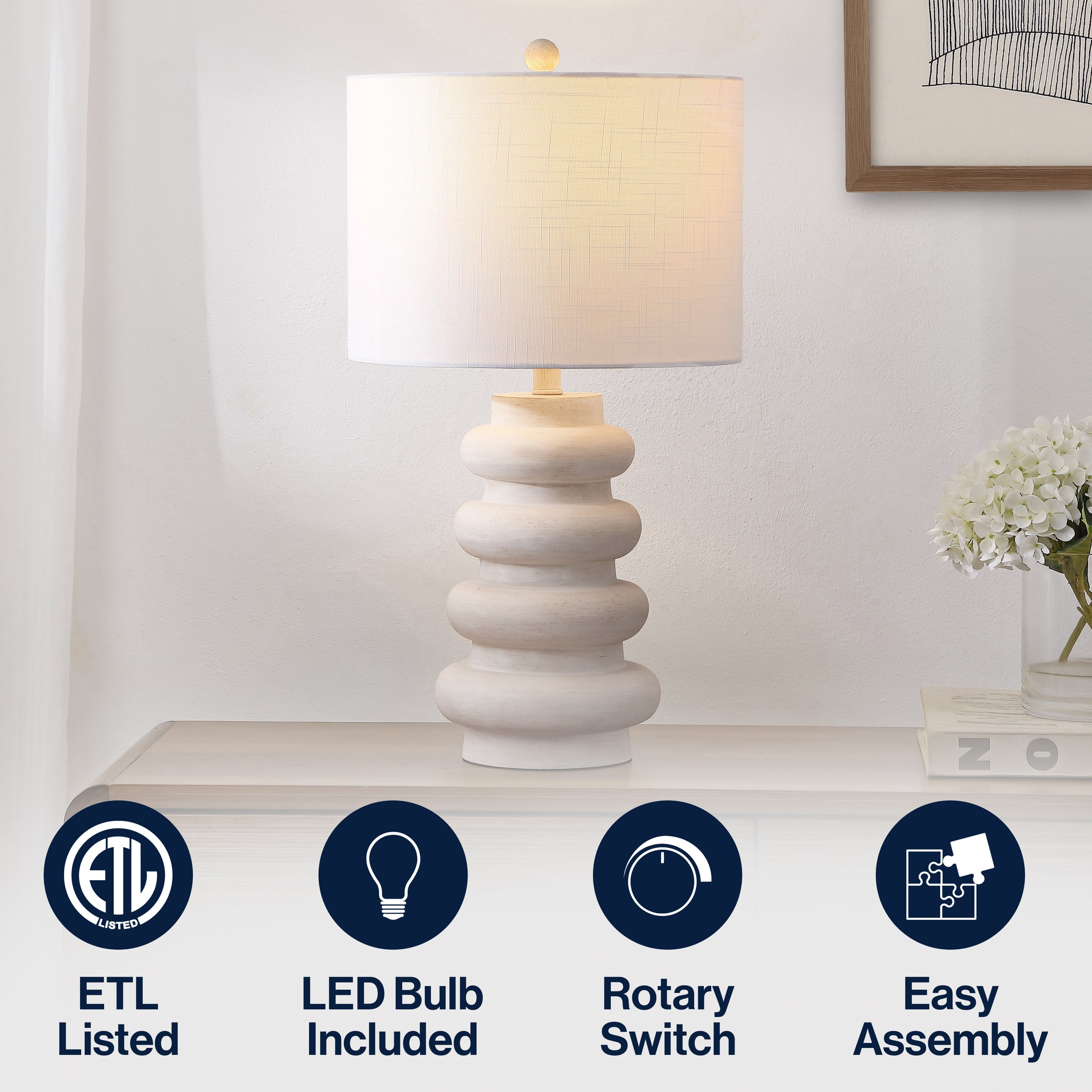 Juniper 26 Modern Minimalist Resin Stacked Ovoid LED Lamp