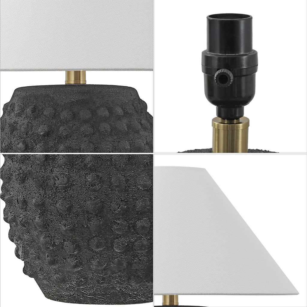 Effie 18.25 Minimalist Scandinavian Ceramic/Iron Hobnail LED Table Lamp, Set of 2
