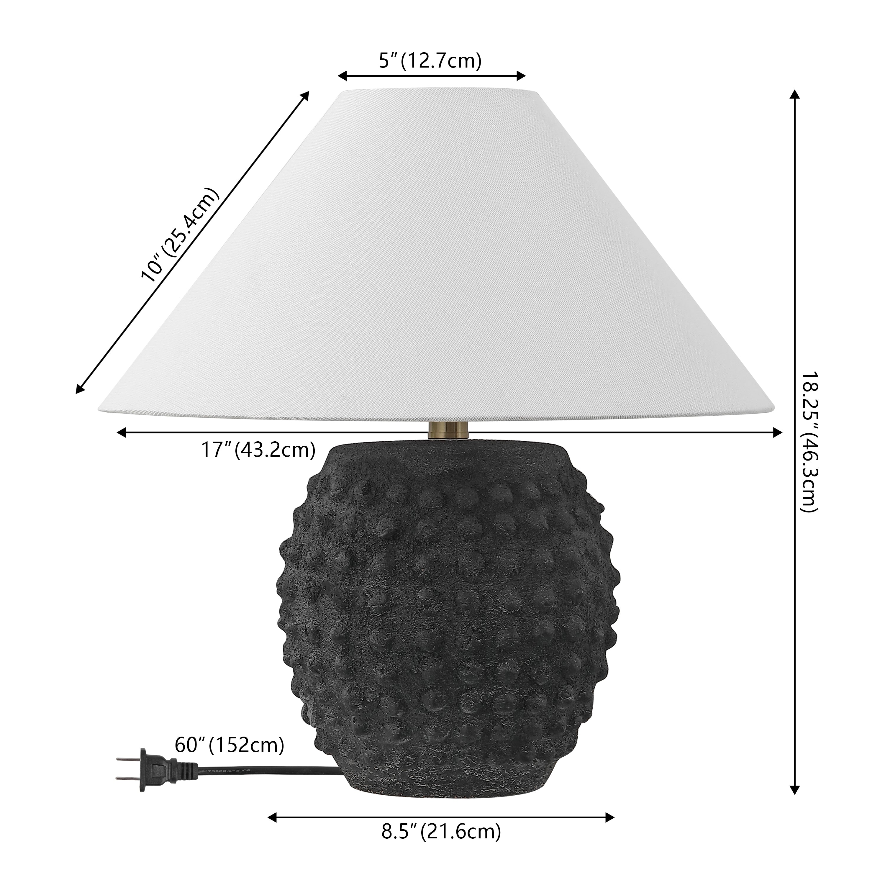 Effie 18.25 Minimalist Scandinavian Ceramic/Iron Hobnail LED Table Lamp, Set of 2