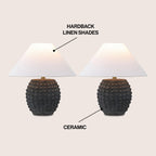 Effie 18.25 Minimalist Scandinavian Ceramic/Iron Hobnail LED Table Lamp, Set of 2