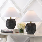 Effie 18.25 Minimalist Scandinavian Ceramic/Iron Hobnail LED Table Lamp, Set of 2