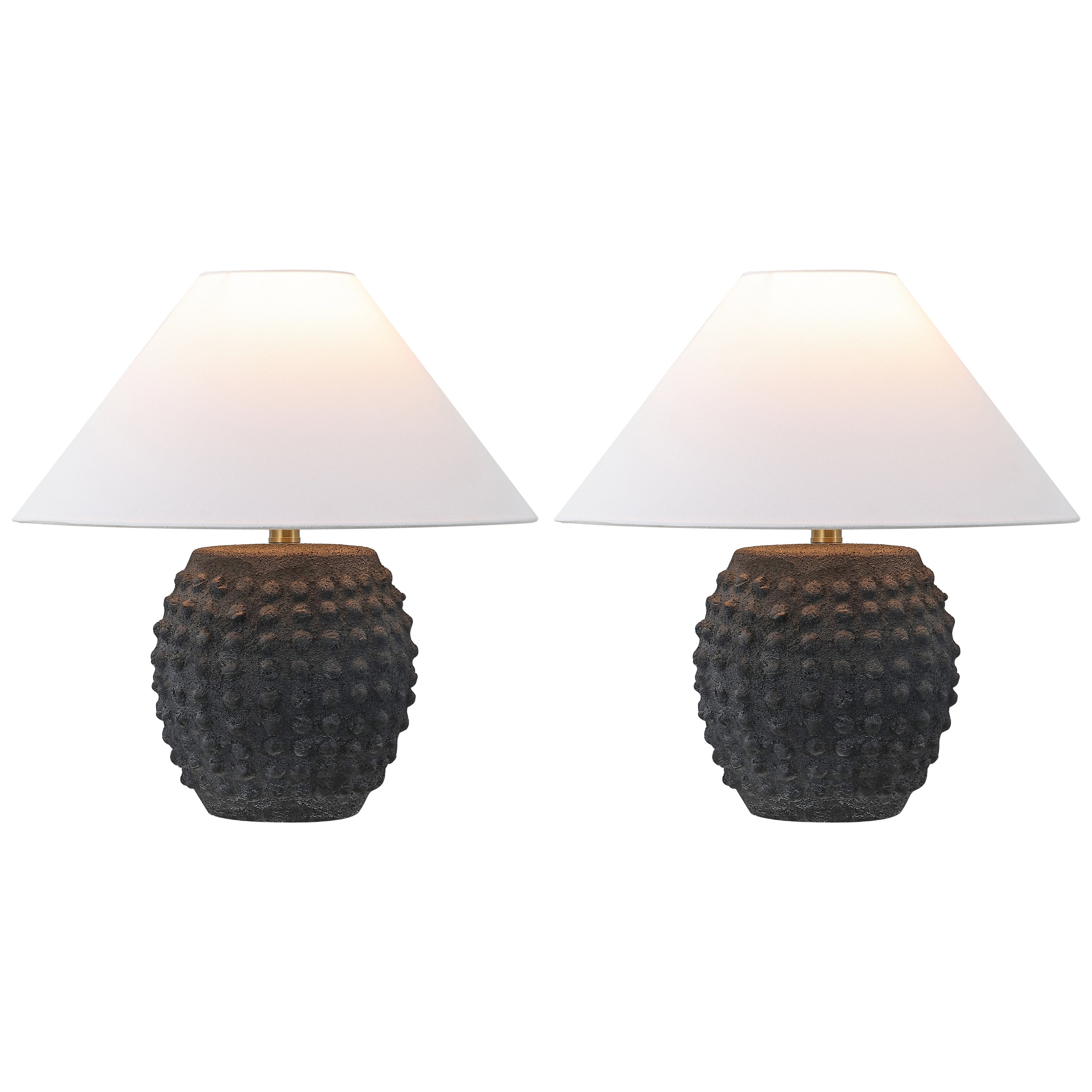 Effie 18.25 Minimalist Scandinavian Ceramic/Iron Hobnail LED Table Lamp, Set of 2