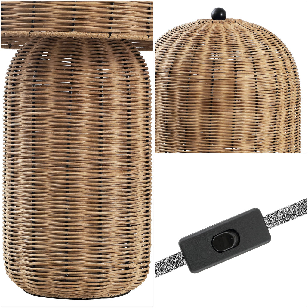 Minna 22.5 Modern Coastal Woven Rattan Arched LED Table Lamp