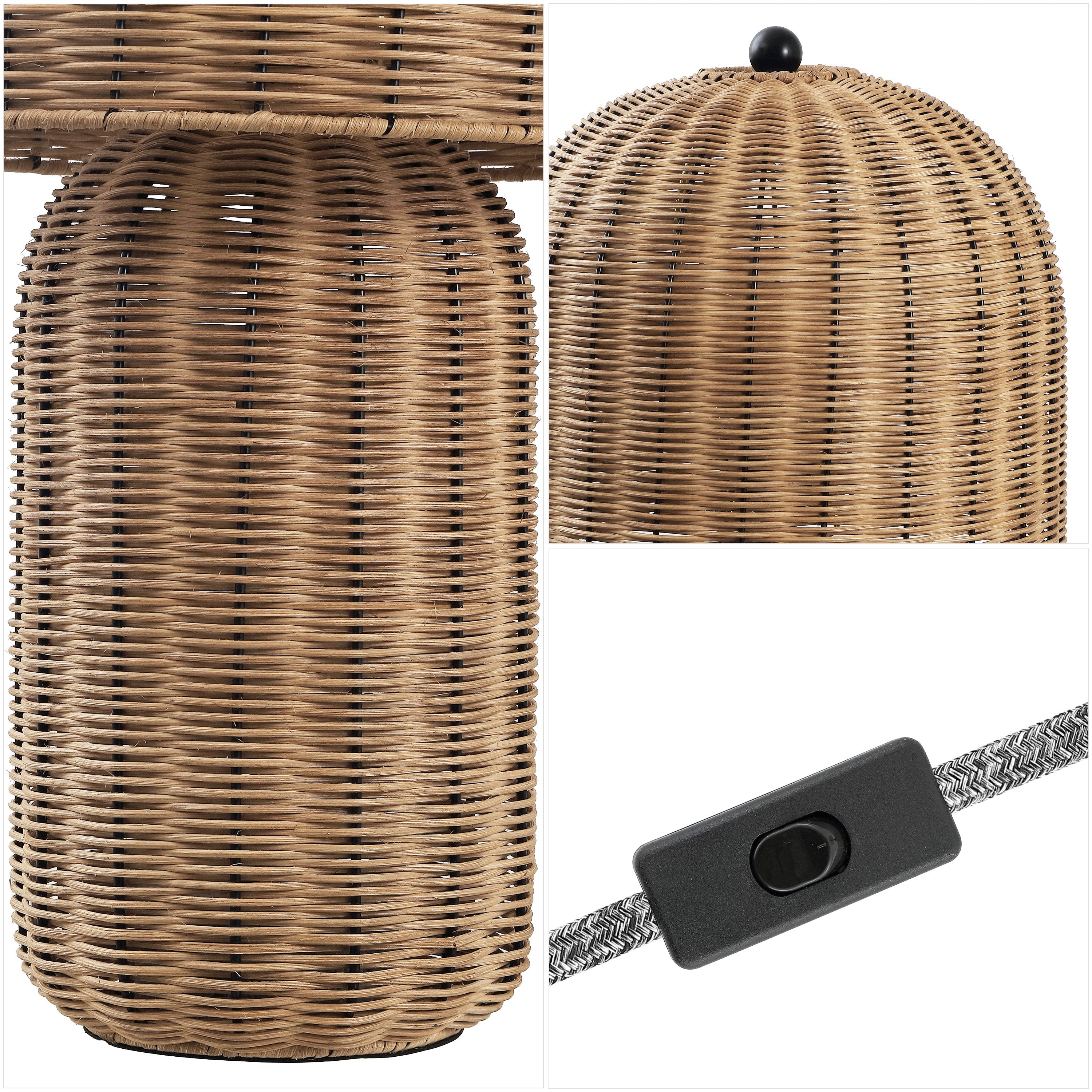 Minna 22.5 Modern Coastal Woven Rattan Arched LED Table Lamp