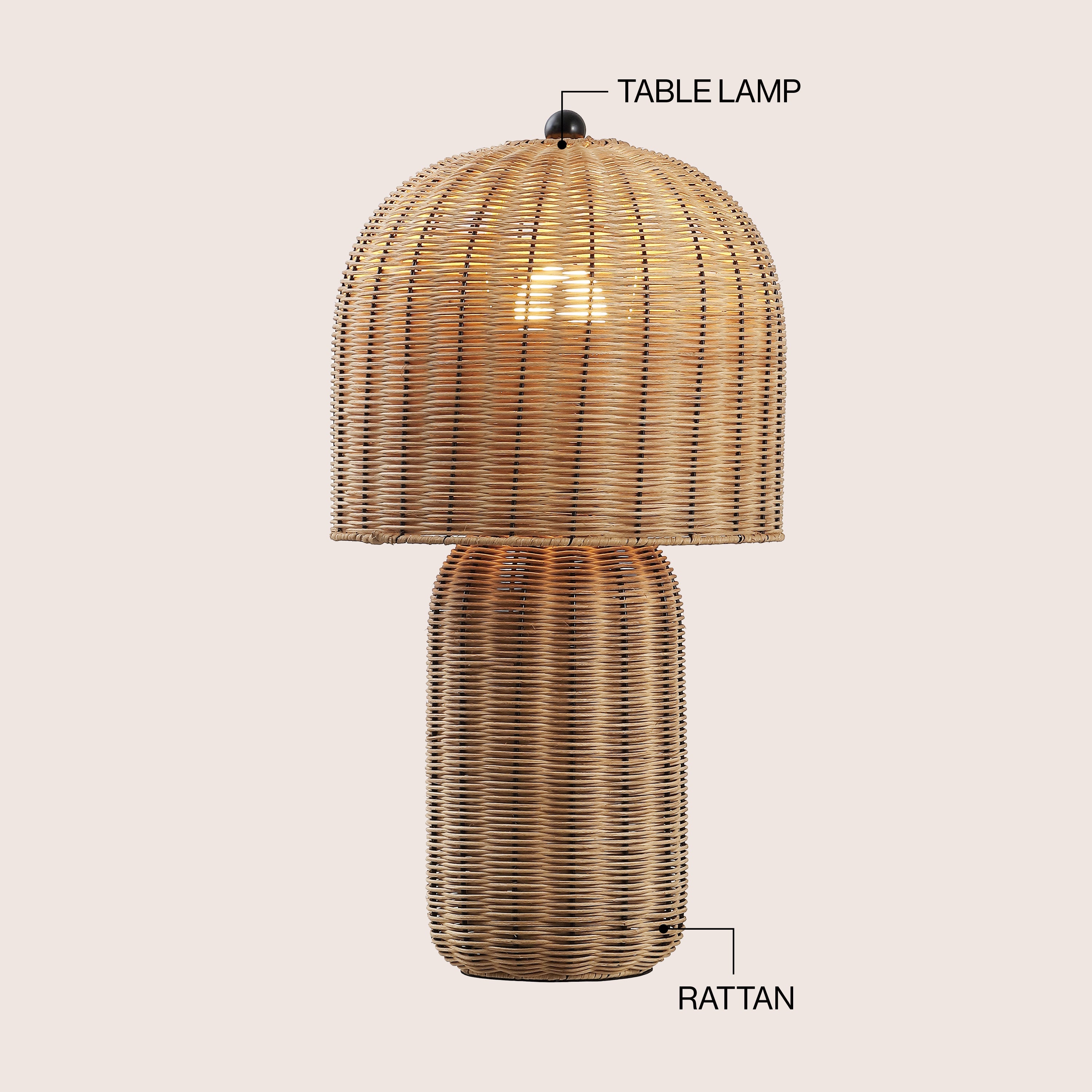 Minna 22.5 Modern Coastal Woven Rattan Arched LED Table Lamp