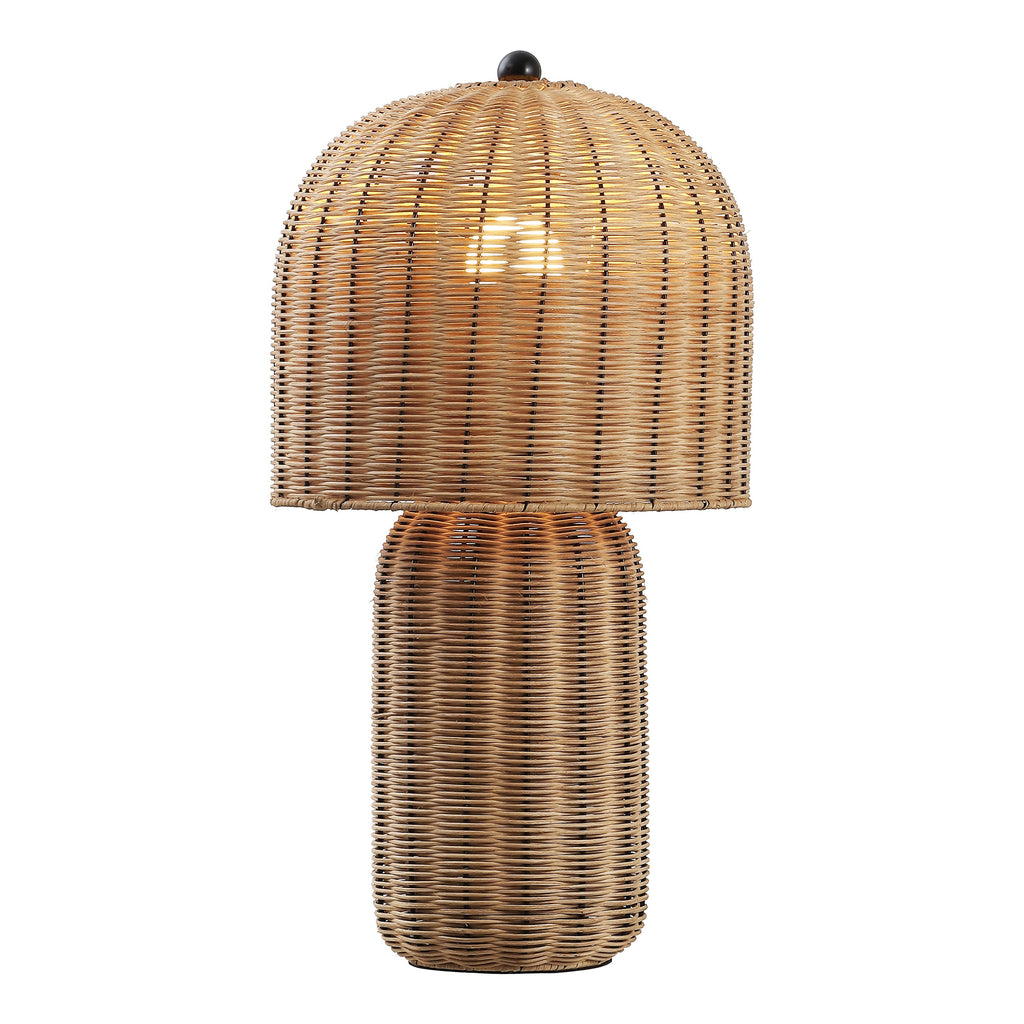 Minna 22.5 Modern Coastal Woven Rattan Arched LED Table Lamp