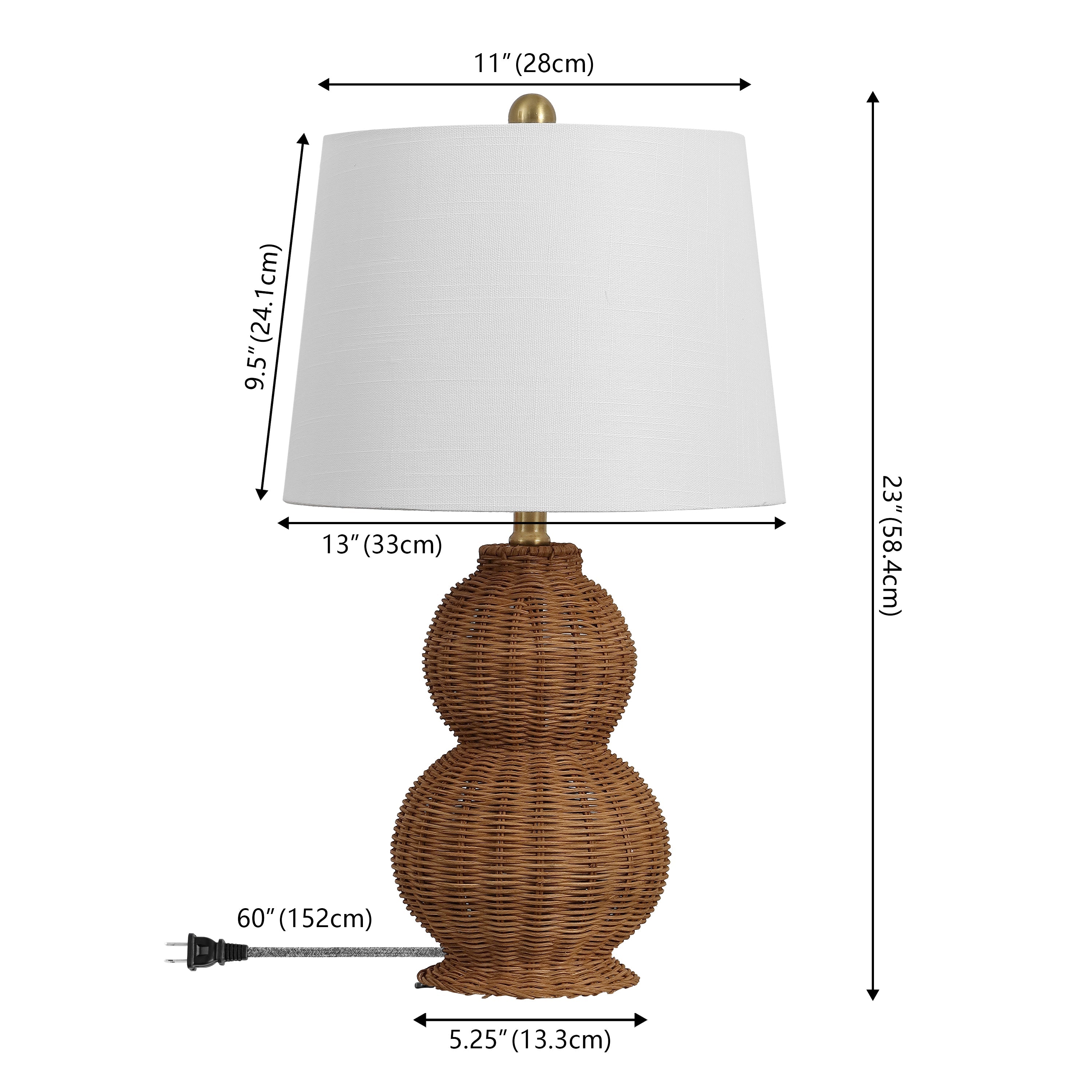 Millie 23 Modern Coastal Woven Rattan Gourd LED Table Lamp