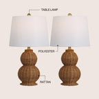 Millie 23 Modern Coastal Woven Rattan Gourd LED Table Lamp