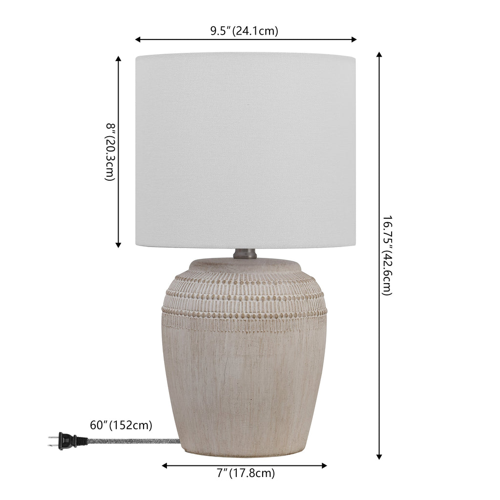 Hugo 16.75 Traditional Rustic Reeded Ceramic Vase LED Table Lamp