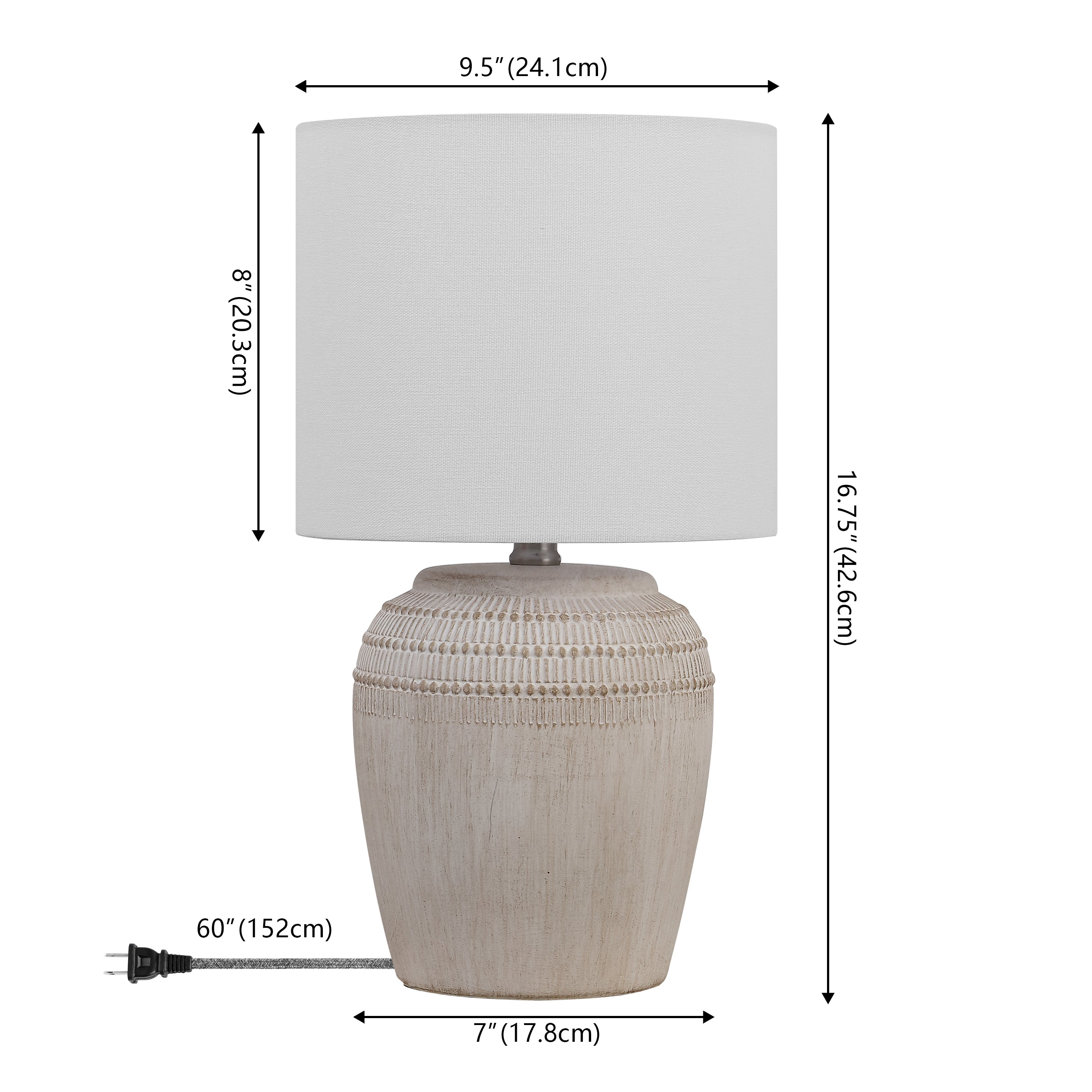 Hugo 16.75 Traditional Rustic Reeded Ceramic Vase LED Table Lamp