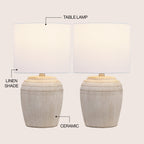 Hugo 16.75 Traditional Rustic Reeded Ceramic Vase LED Table Lamp