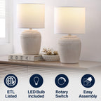 Hugo 16.75 Traditional Rustic Reeded Ceramic Vase LED Table Lamp