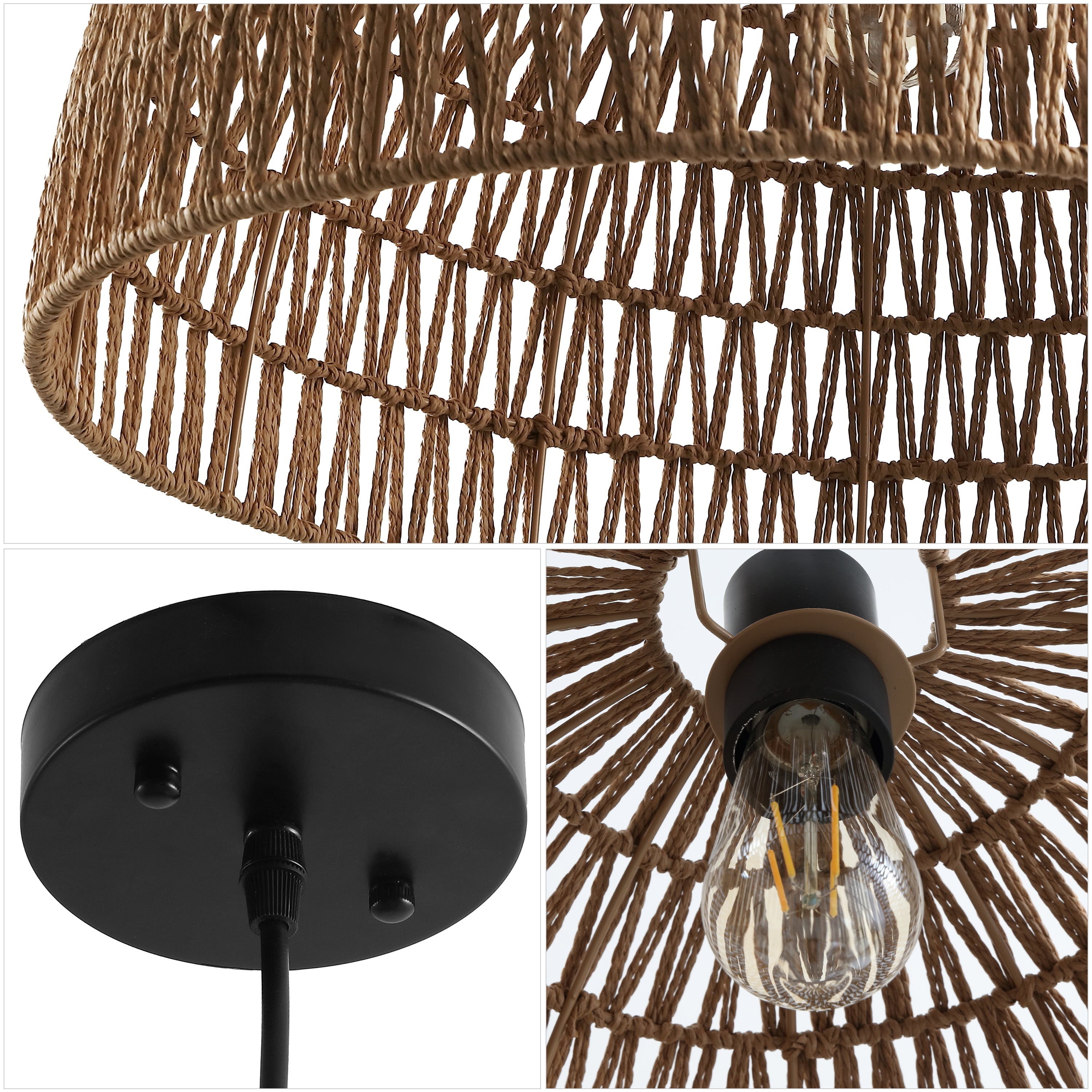 Campana Bohemian Modern Woven Rope/Iron LED Pendant