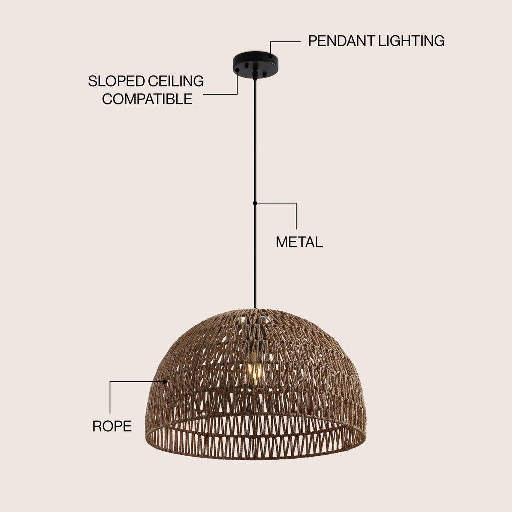 Campana Bohemian Modern Woven Rope/Iron LED Pendant