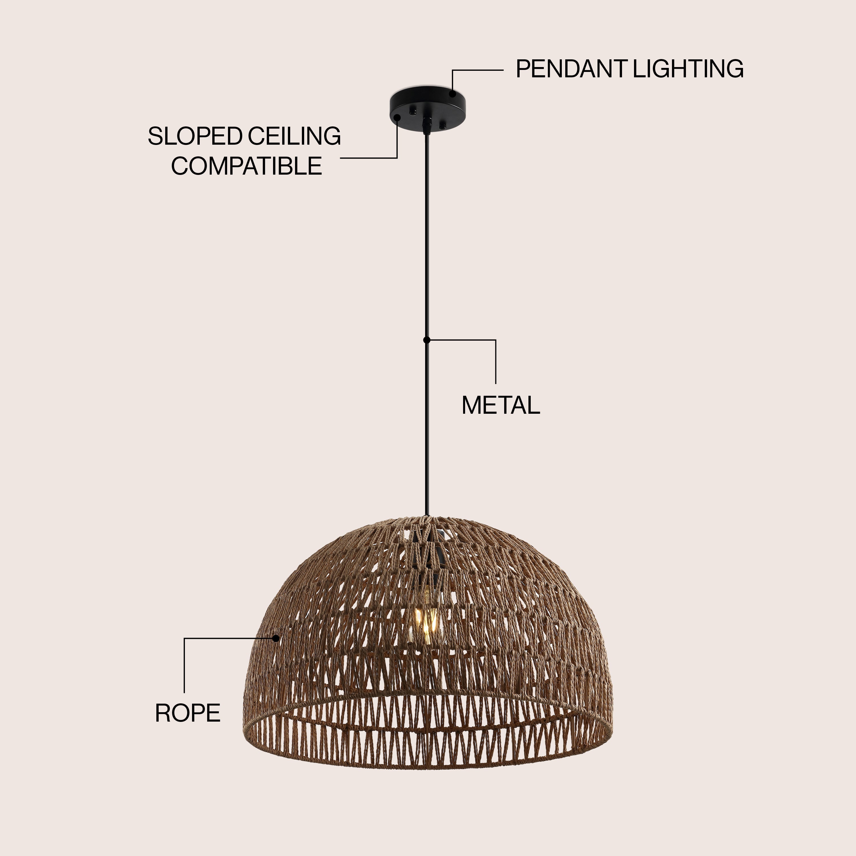 Campana Bohemian Modern Woven Rope/Iron LED Pendant