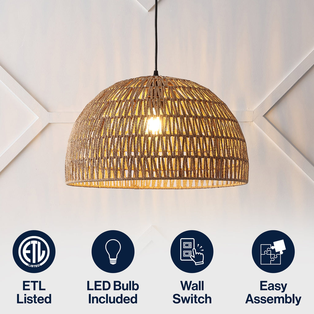 Campana Bohemian Modern Woven Rope/Iron LED Pendant