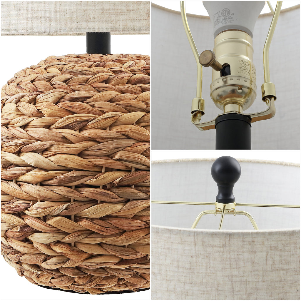 Camilo 21.5 Modern Coastal Woven Rattan Globe LED Table Lamp