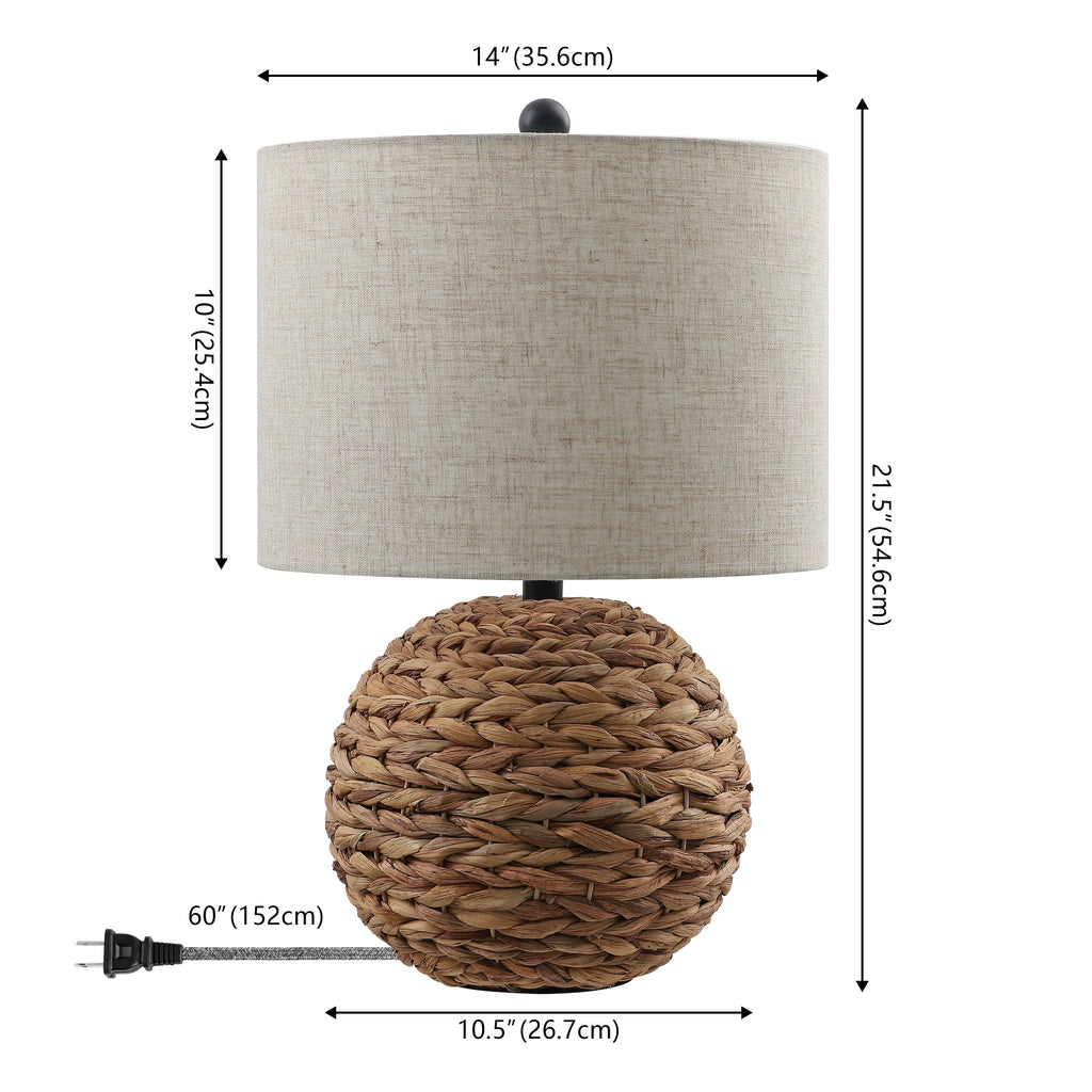 Camilo 21.5 Modern Coastal Woven Rattan Globe LED Table Lamp