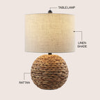 Camilo 21.5 Modern Coastal Woven Rattan Globe LED Table Lamp