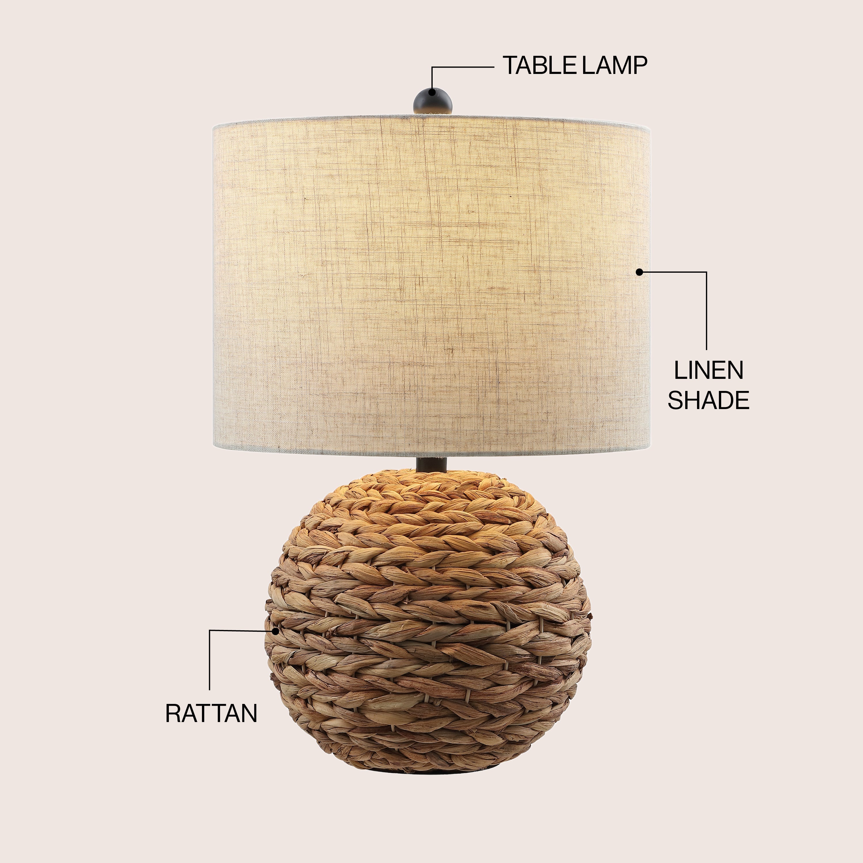 Camilo 21.5 Modern Coastal Woven Rattan Globe LED Table Lamp