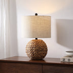 Camilo 21.5 Modern Coastal Woven Rattan Globe LED Table Lamp