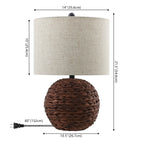 Camilo 21.5 Modern Coastal Woven Rattan Globe LED Table Lamp