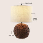 Camilo 21.5 Modern Coastal Woven Rattan Globe LED Table Lamp