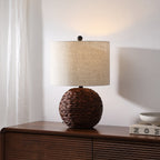 Camilo 21.5 Modern Coastal Woven Rattan Globe LED Table Lamp