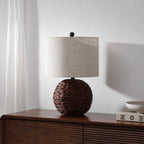 Camilo 21.5 Modern Coastal Woven Rattan Globe LED Table Lamp