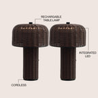 Mia 10 Modern Scandinavian Indoor/Outdoor Faux Wicker Rechargeable/Cordless Dimmable Integrated LED Table Lamp