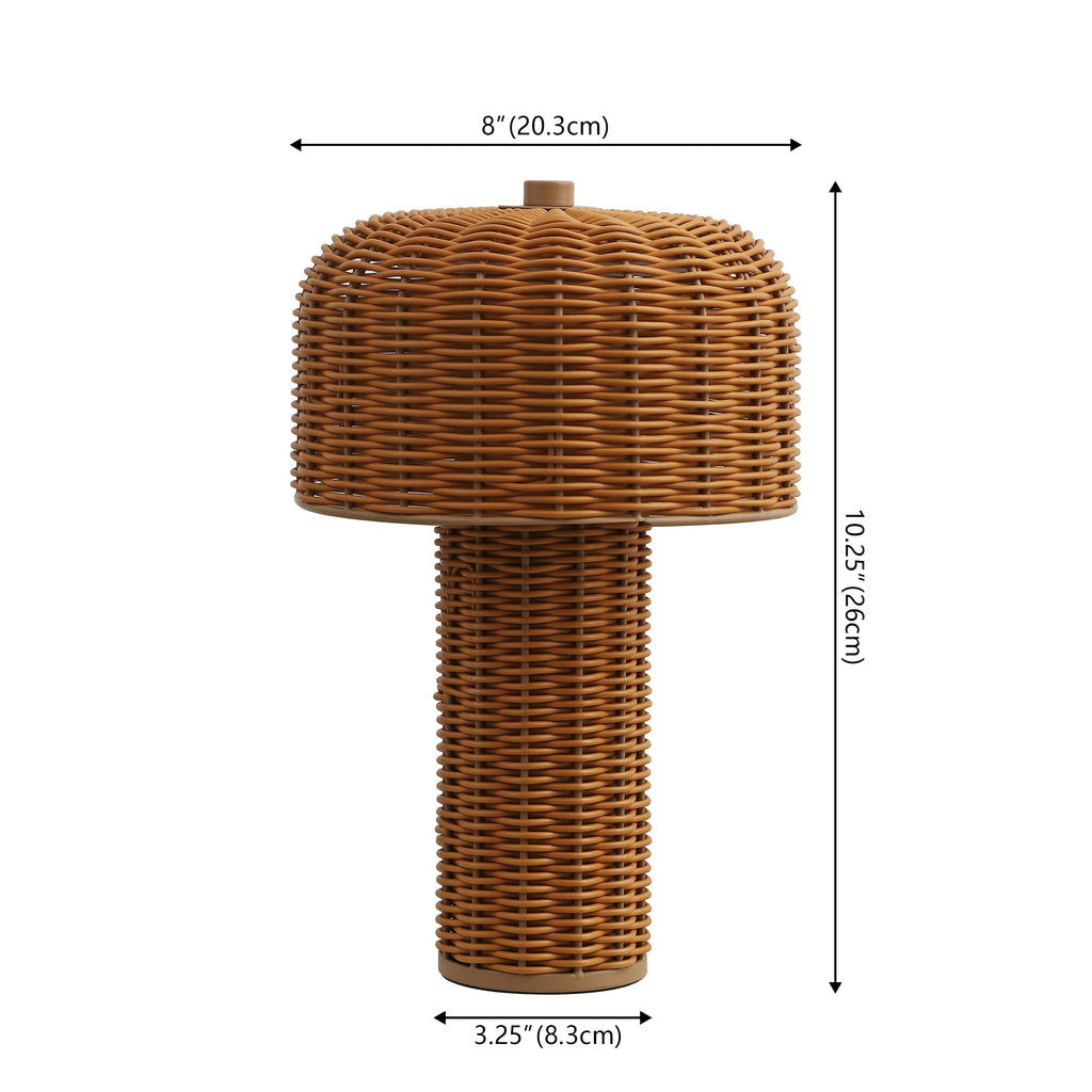 Mia 10 Modern Scandinavian Indoor/Outdoor Faux Wicker Rechargeable/Cordless Dimmable Integrated LED Table Lamp