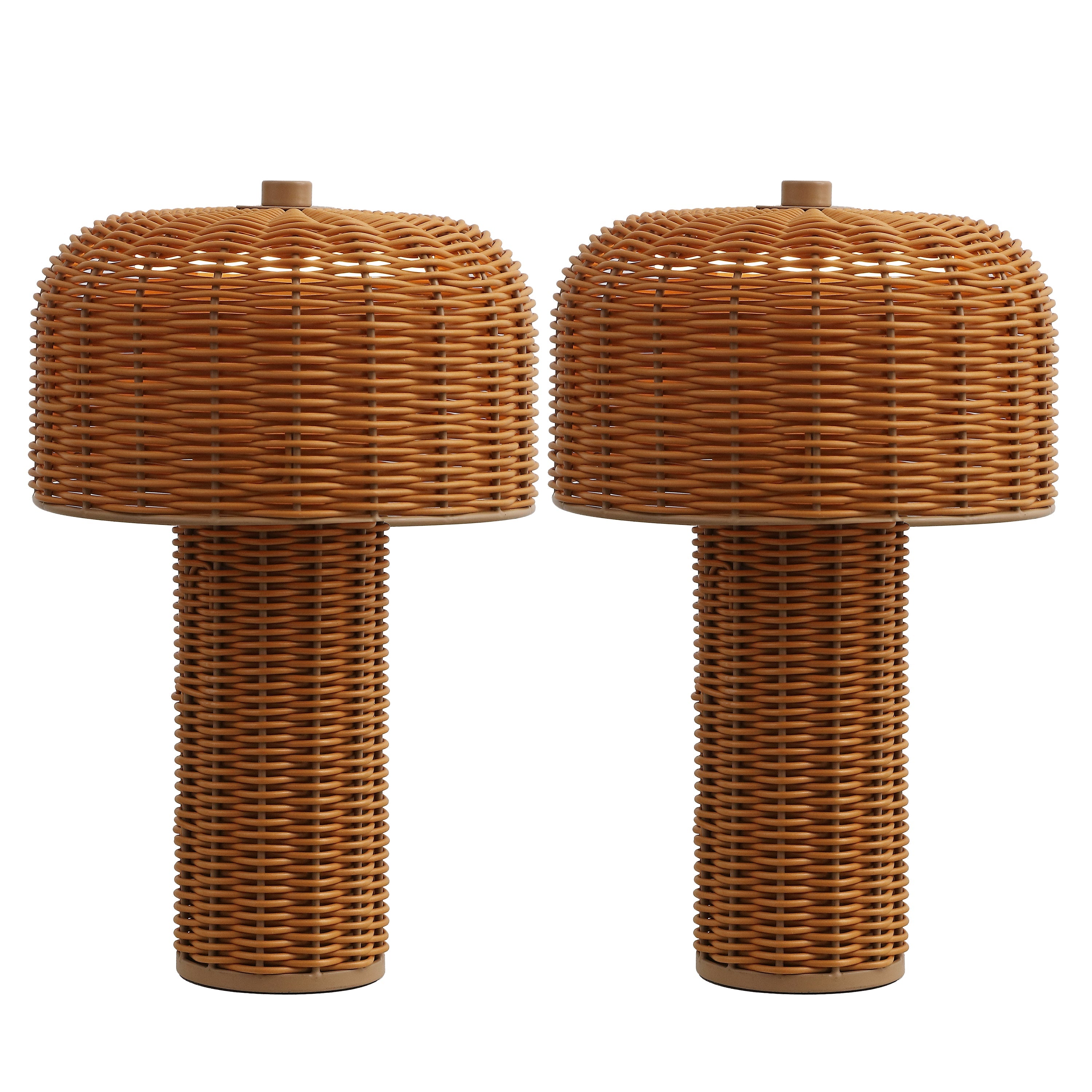 Mia 10 Modern Scandinavian Indoor/Outdoor Faux Wicker Rechargeable/Cordless Dimmable Integrated LED Table Lamp