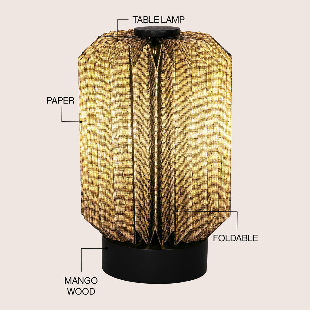 Banks Modern Minimalist Paper Pleated Column Accent LED Table Lamp