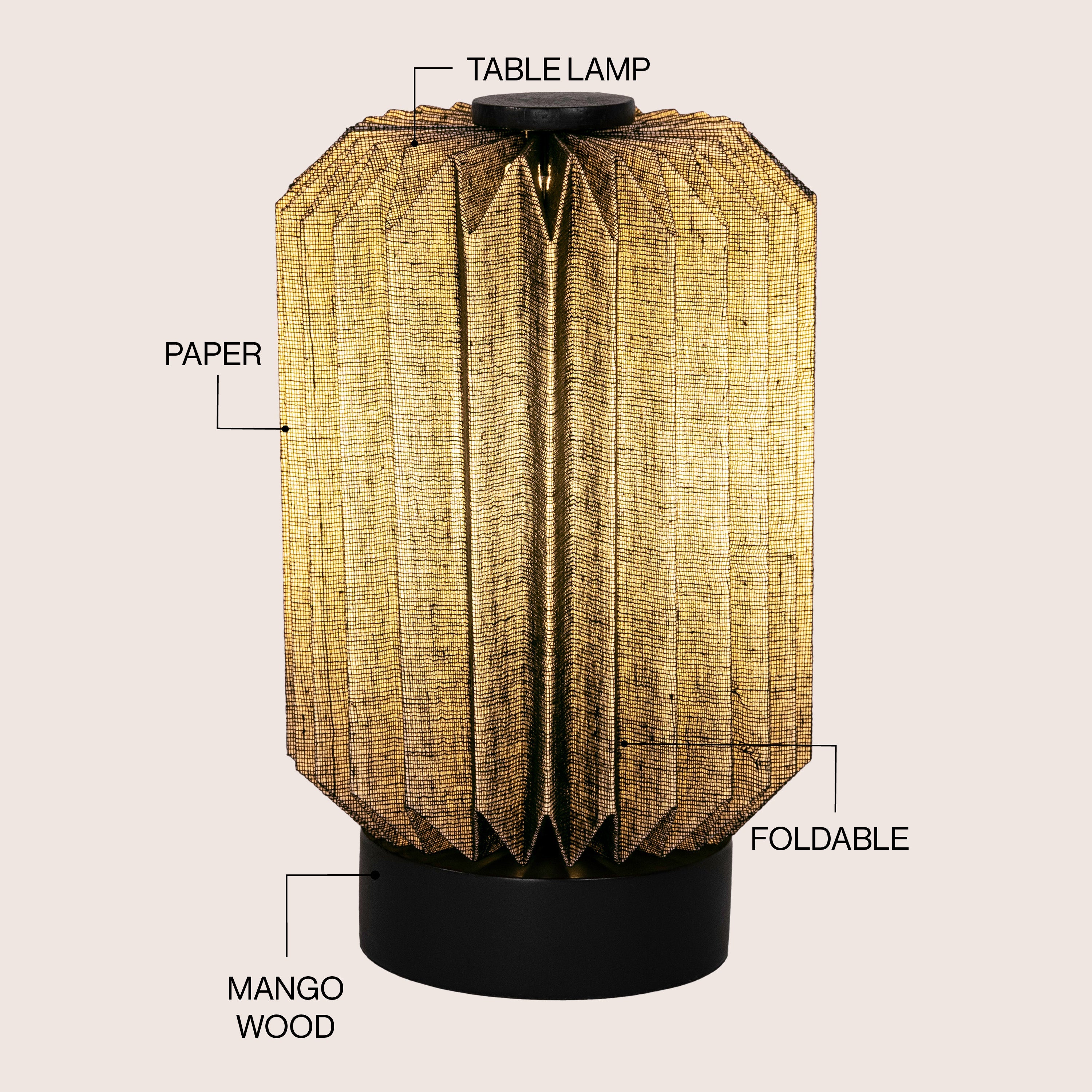 Banks Modern Minimalist Paper Pleated Column Accent LED Table Lamp
