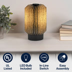 Banks Modern Minimalist Paper Pleated Column Accent LED Table Lamp