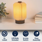 Banks Modern Minimalist Paper Pleated Column Accent LED Table Lamp