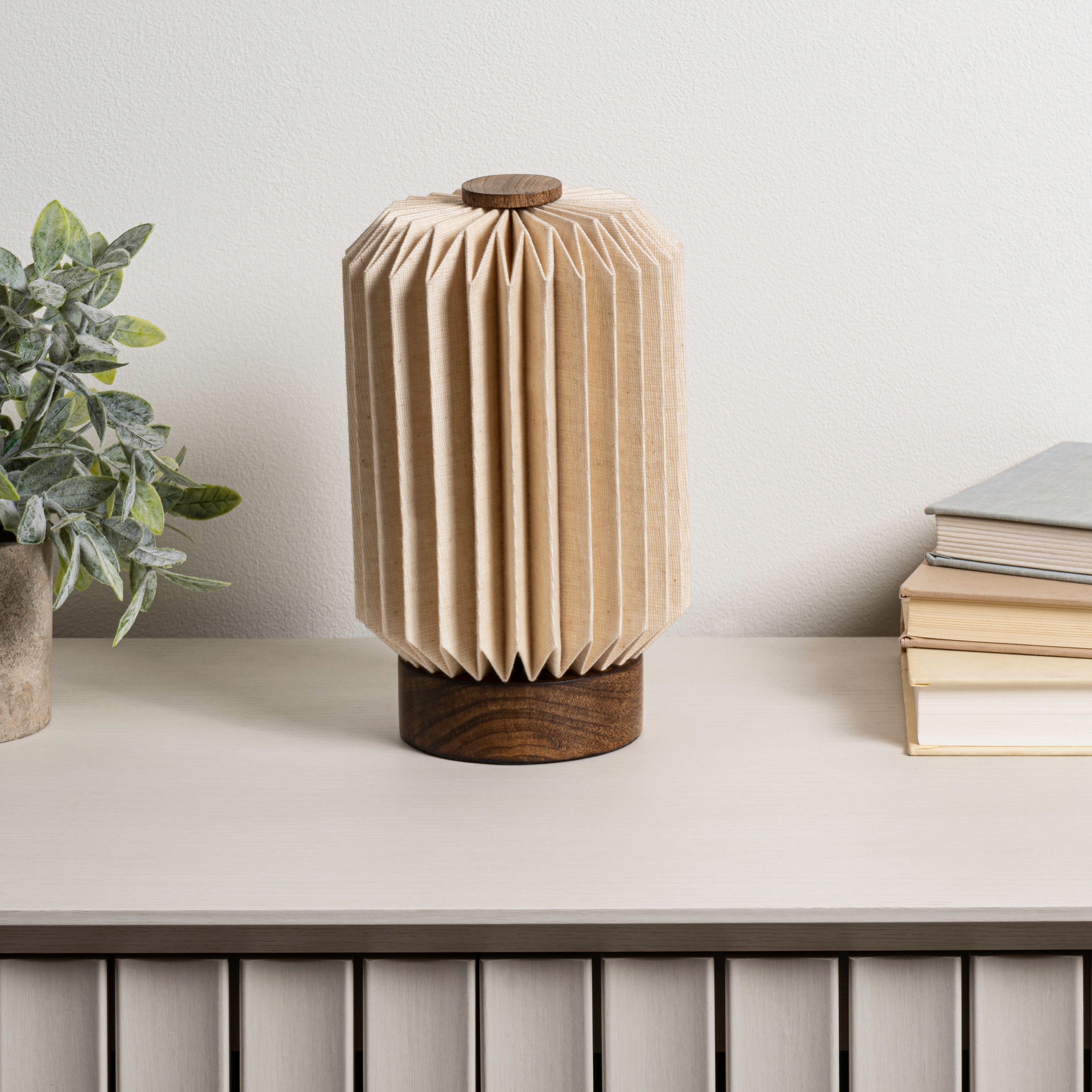 Banks Modern Minimalist Paper Pleated Column Accent LED Table Lamp