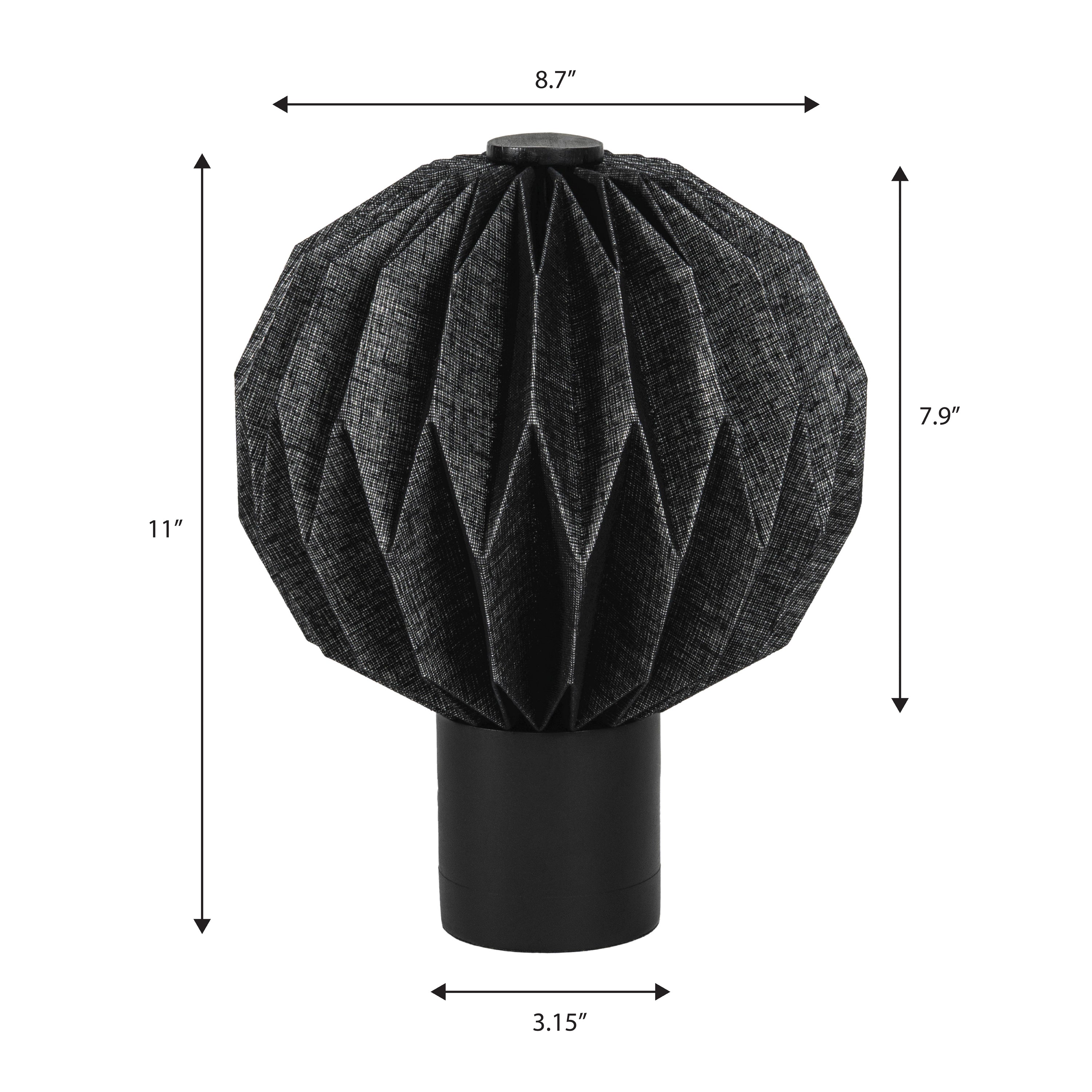 Quincy 11 Modern Minimalist Paper Pleated Orb Accent LED Table Lamp